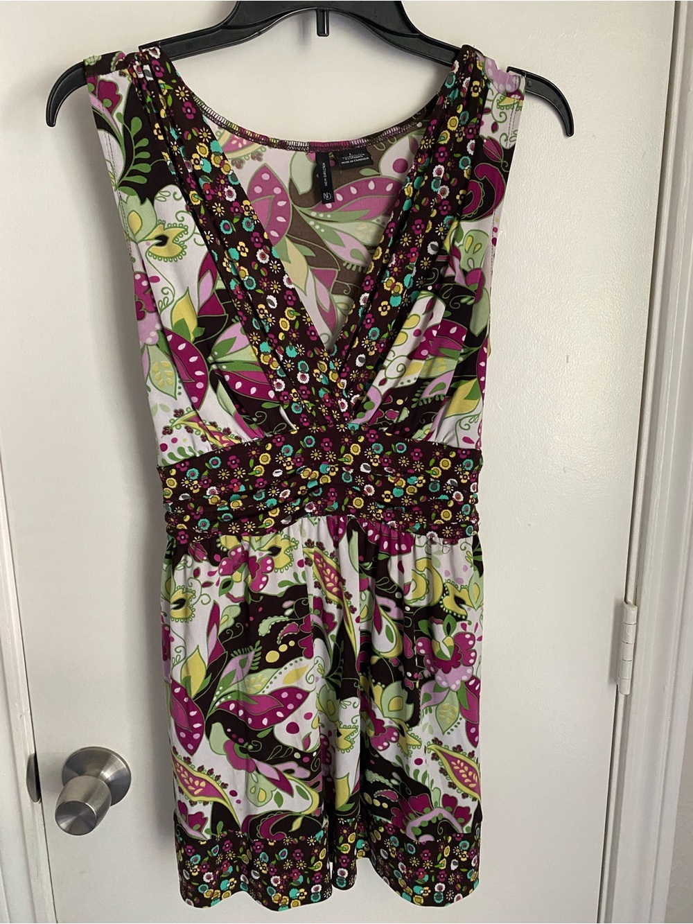 new directions Brown, Pink & Green Floral Paisley Top